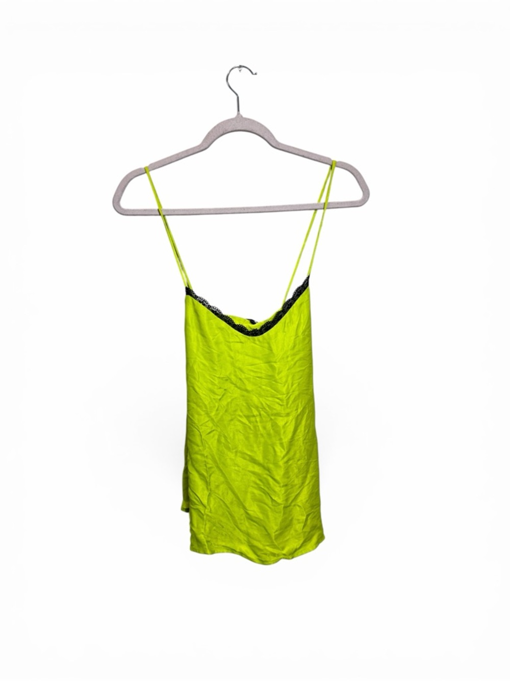 Neon Lime Lace-Trim Slip Cami